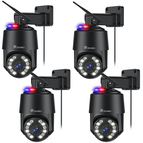 4K 8MP Outdoor Security Camera WiFi 2,4/5GHz, Ctronics CCTV Home Security Camera with Human/Vehicle/Animal Detection Auto Tracking, Red-Blue Light Alarm Color Night Vision