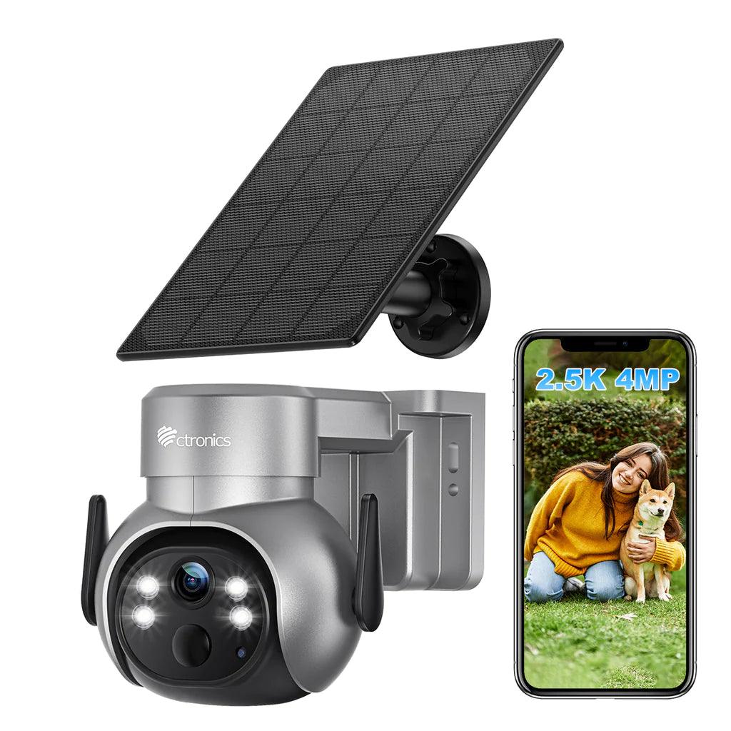 2.5K 4MP Wireless Outdoor WiFi Surveillance Camera with 5000 mAh Battery and Solar Panel - uk.ctronics