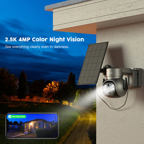 2.5K 4MP Wireless Outdoor WiFi Surveillance Camera with 5000 mAh Battery and Solar Panel - uk.ctronics