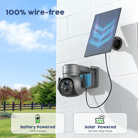 2.5K 4MP Wireless Outdoor WiFi Surveillance Camera with 5000 mAh Battery and Solar Panel - uk.ctronics