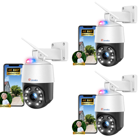 Ctronics 4K 8MP 16X Optical Zoom Outdoor Wi-Fi Camera with 5GHz/2.4GHz Auto Cruise/Tracking/Zoom Surveillance Camera