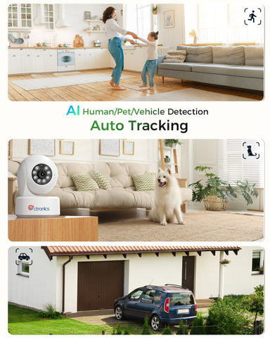 4K 8MP 2.4/5GHz WiFi Indoor Camera,AI Person/Pet Detection, 24/7 Recording