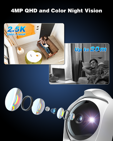 Ctronics 2.5K 4G LTE Security Camera Indoor with SIM Card, 4MP PTZ CCTV Camera for Home Security, PC Remote, Siren Alarm