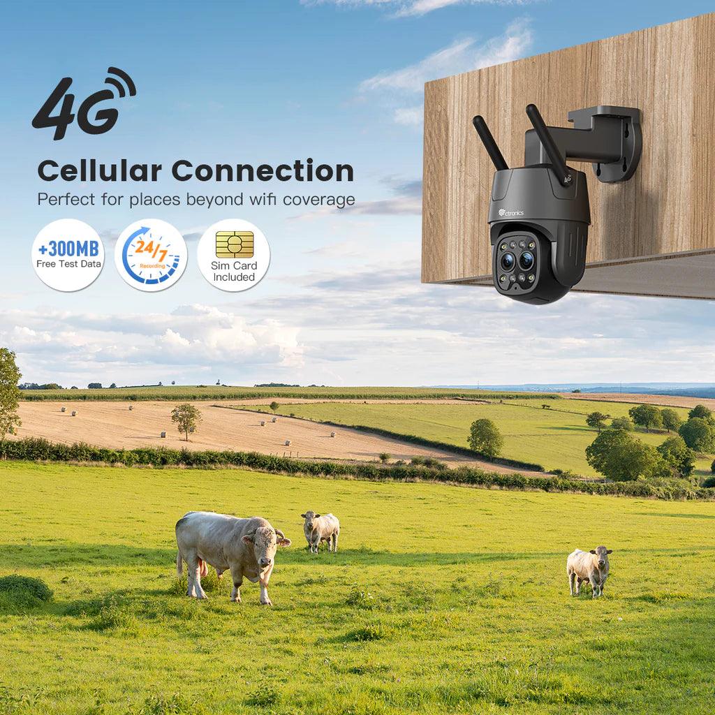 3G/4G LTE Outdoor Surveillance Camera with Dual Lens Human Detection 6X Hybrid Zoom SIM Card Included - uk.ctronics