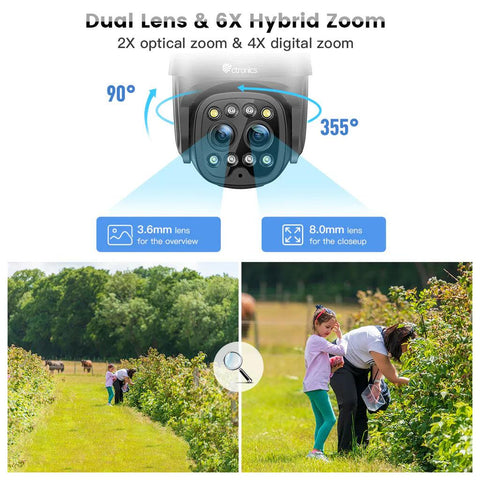 3G/4G LTE Outdoor Surveillance Camera with Dual Lens Human Detection 6X Hybrid Zoom SIM Card Included - uk.ctronics