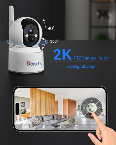 4G LTE and battery - 2K indoor surveillance camera with SIM card, wireless IP camera indoor 4x digital zoom