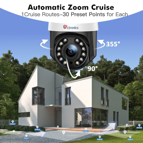 4K 8MP 16X Optical Zoom Outdoor Wi-Fi Camera with 5GHz/2.4GHz Auto Cruise/Tracking/Zoom - uk.ctronics