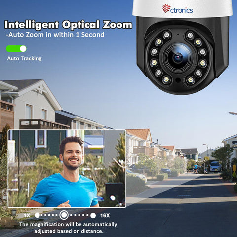 4K 8MP 16X Optical Zoom Outdoor Wi-Fi Camera with 5GHz/2.4GHz Auto Cruise/Tracking/Zoom - uk.ctronics