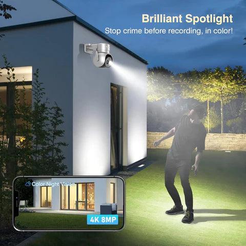 4K 8MP Outdoor WiFi Security Camera with Spotlight, 2.4/5GHz Dual Band - uk.ctronics