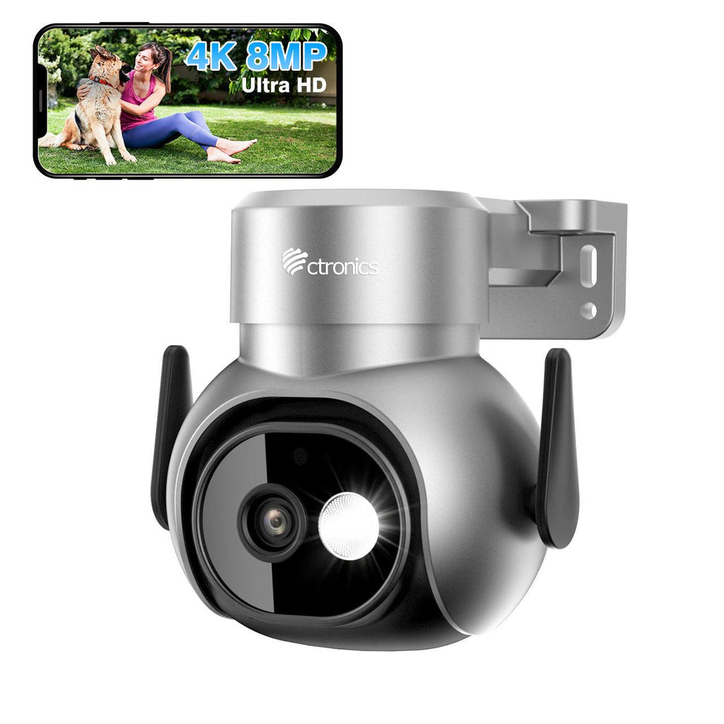 4K 8MP Outdoor WiFi Security Camera with Spotlight, 2.4/5GHz Dual Band WiFi - uk.ctronics