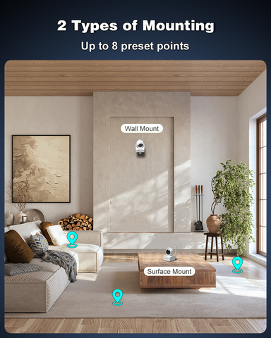 Ctronics 2.5K 4G LTE Security Camera Indoor with SIM Card, 4MP PTZ CCTV Camera for Home Security, PC Remote, Siren Alarm