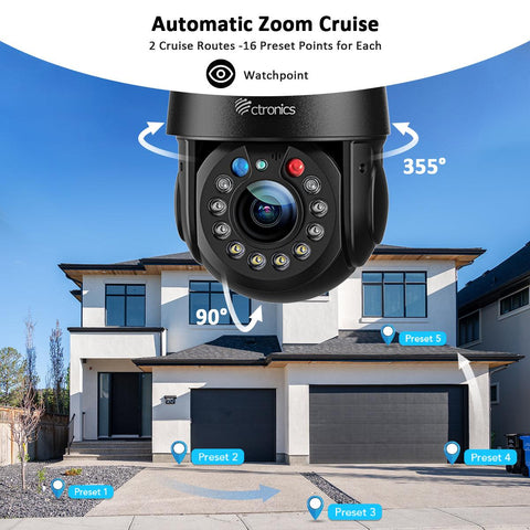 5MP 30X Optical Zoom Metal Security Camera WiFi Outdoor with Auto Cruise & Zoom - uk.ctronics