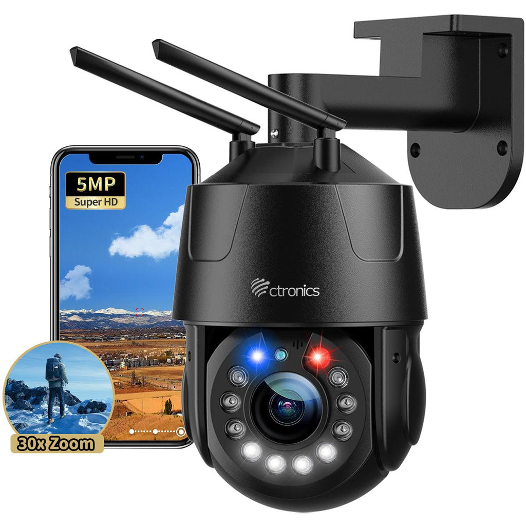 Ctronics 5MP 30X Optical Zoom Metal Security Camera WiFi Outdoor with ...