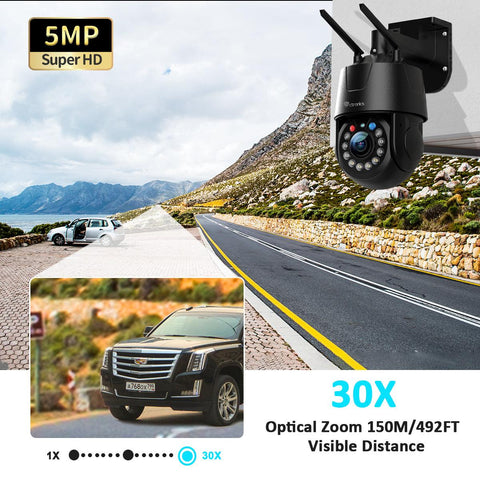Ctronics 5MP 30X Optical Zoom Metal Security Camera WiFi Outdoor with ...