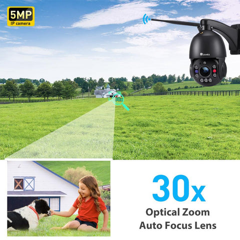 5MP 30X Optical Zoom Security Camera Outdoor,492ft IR Night Vision & Color Night Human Detection - uk.ctronics