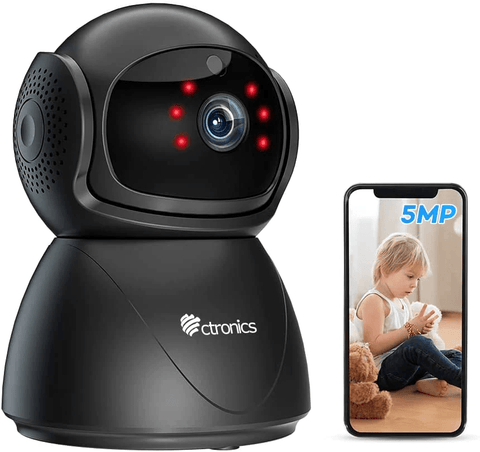 5MP Indoor WiFi Surveillance Camera Ctronics 360° PTZ Camera with Human Detection/Motion Auto Tracking - uk.ctronics