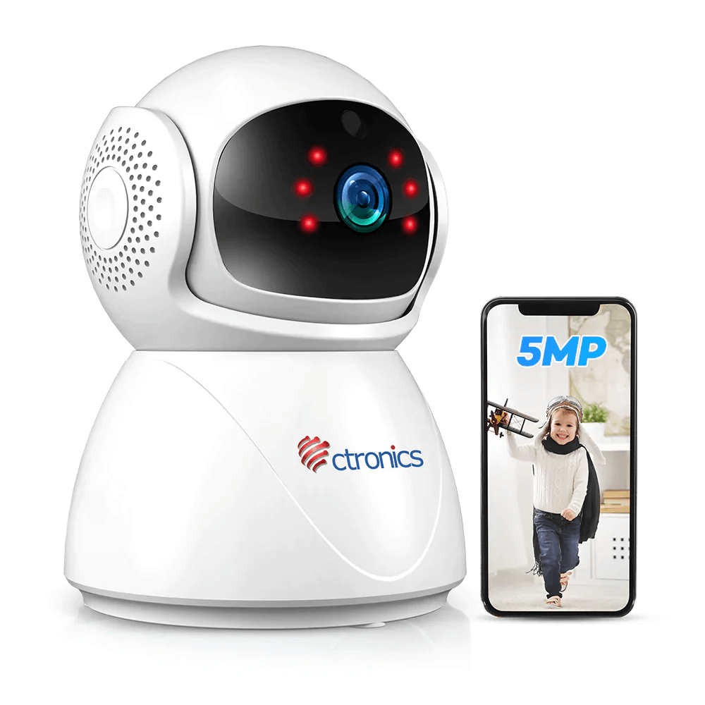 5MP Indoor WiFi Surveillance Camera Ctronics 360° PTZ Camera with Human Detection/Motion Auto Tracking - uk.ctronics