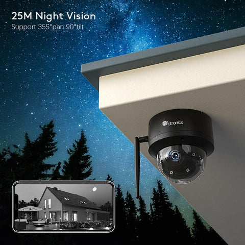 5MP PTZ Dome Security Camera with Outdoor Surveillance Wifi and Human Detection Auto Tracking 25M Night Vision - uk.ctronics