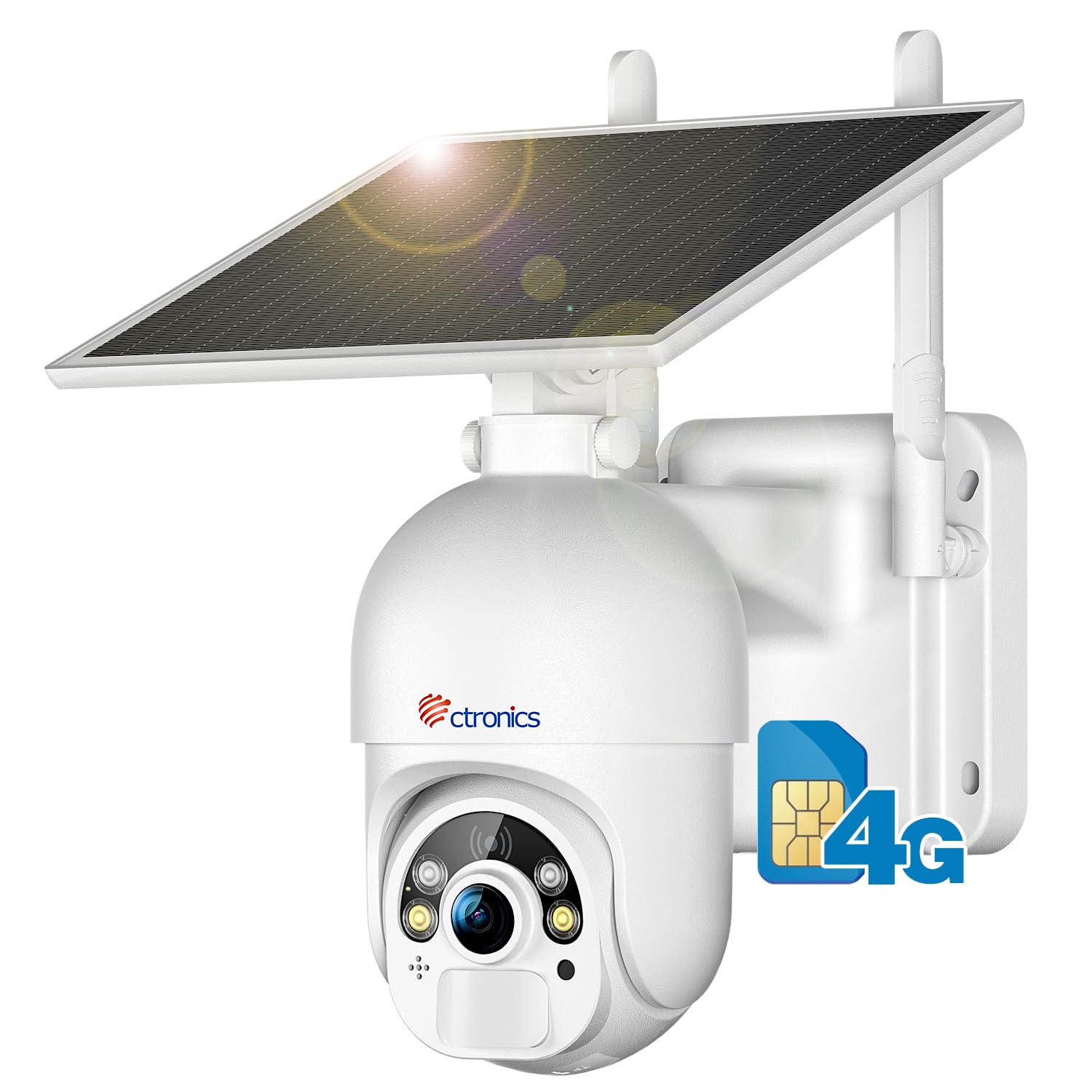 Ctronics 4G No WiFi Security Camera, Wireless 3G/4G LTE Camera Outdoor Solar with Sim Card【2,5K HD, PTZ, IP66】PIR Human Detection