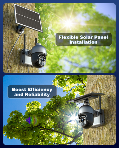 Ctronics 5MP Solar Security Camera Outdoor Wireless, 6W Solar Panel, Sound-Light Alarm, PC/Phone Remote Control, Color Night Vision
