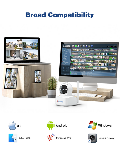 Ctronics 2.5K 4G LTE Security Camera Indoor with SIM Card, 4MP PTZ CCTV Camera for Home Security, PC Remote, Siren Alarm