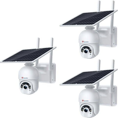 Ctronics 5MP Solar Security Camera Outdoor Wireless, 6W Solar Panel, Sound-Light Alarm, PC/Phone Remote Control, Color Night Vision