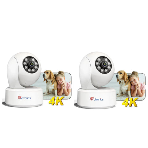 ctronics 4K 8MP Indoor Surveillance Camera, 5GHz Wi-Fi, Auto Tracking, AI Person/Vehicle/Pet Detection, PC Remote Control, 360° PTZ, 24/7 Recording