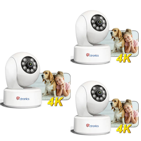 ctronics 4K 8MP Indoor Surveillance Camera, 5GHz Wi-Fi, Auto Tracking, AI Person/Vehicle/Pet Detection, PC Remote Control, 360° PTZ, 24/7 Recording