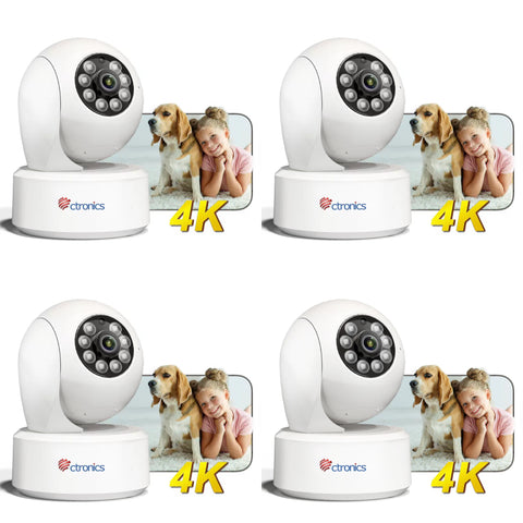 ctronics 4K 8MP Indoor Surveillance Camera, 5GHz Wi-Fi, Auto Tracking, AI Person/Vehicle/Pet Detection, PC Remote Control, 360° PTZ, 24/7 Recording
