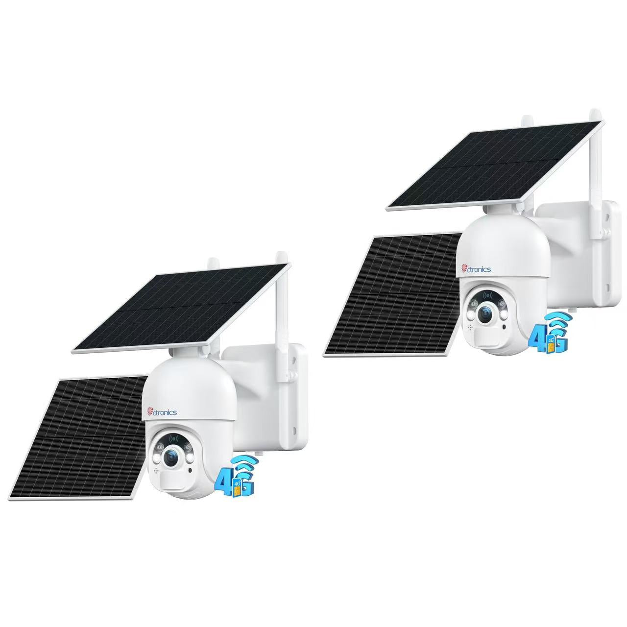 Ctronics【2 * 6W Solar Panels】2K 3MP PTZ CCTV 4G LTE Cellular Security Camera with SIM Card, 10400mAh Rechargeable Battery