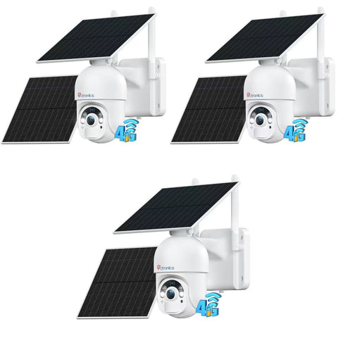 Ctronics【2 * 6W Solar Panels】2K 3MP PTZ CCTV 4G LTE Cellular Security Camera with SIM Card, 10400mAh Rechargeable Battery