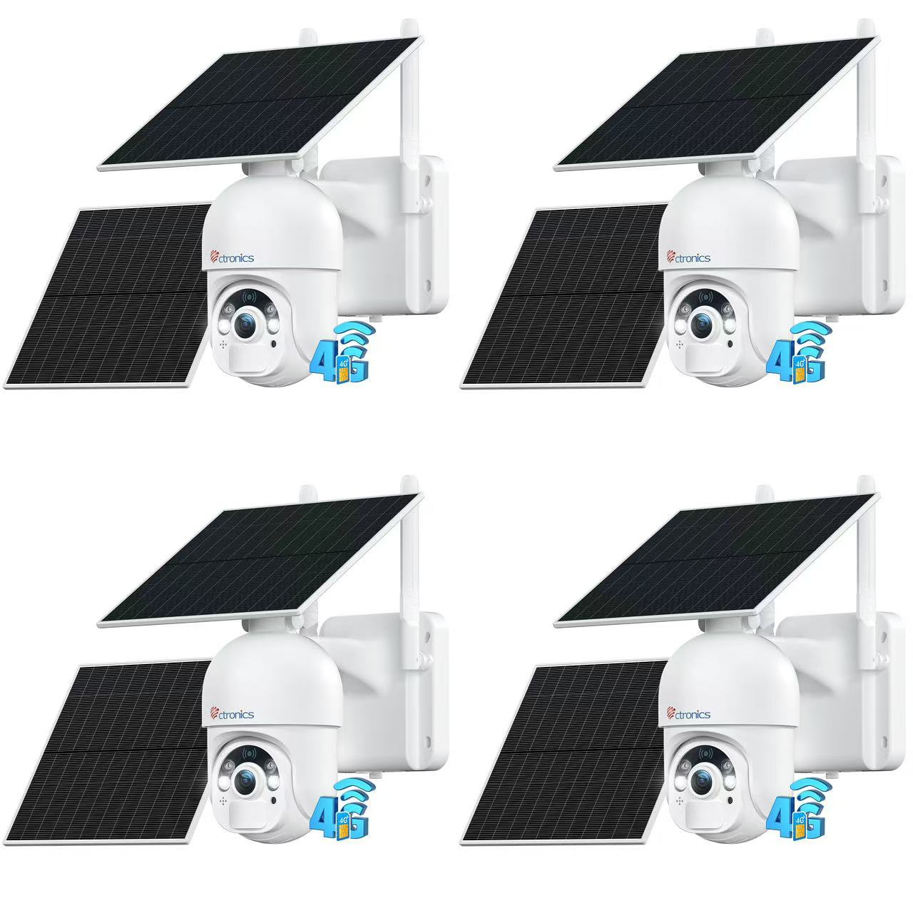 Ctronics【2 * 6W Solar Panels】2K 3MP PTZ CCTV 4G LTE Cellular Security Camera with SIM Card, 10400mAh Rechargeable Battery