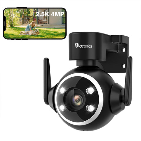 Ctronics 2.5K4MP WLAN 2.4/5GHz & 7/24 Record Outdoor Surveillance Camera - uk.ctronics