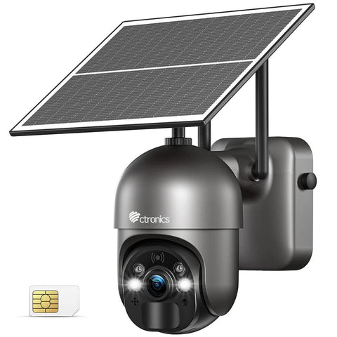 Ctronics 3G/4G LTE Solar Surveillance Camera on 14400mAh Battery, 4G Outdoor Wireless Camera SIM Card - uk.ctronics