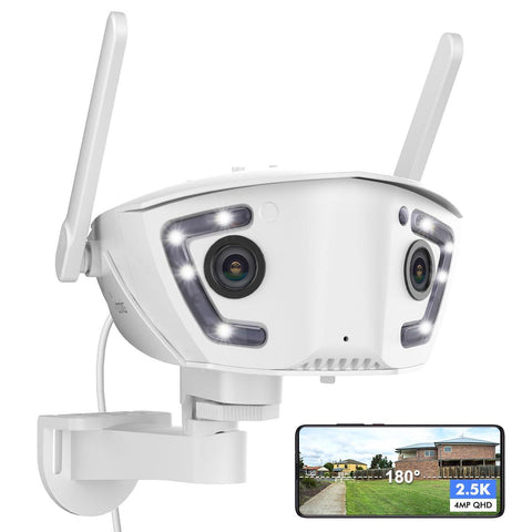 Ctronics 4MP 2.4/5Ghz Dual Lens Wired WiFi Outdoor Security Camera with 180 FOV & Human/Vehicle/Pet Detection - uk.ctronics