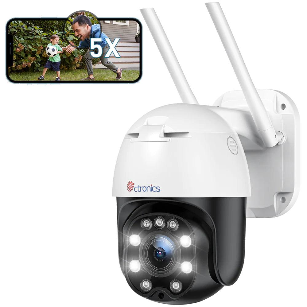 Ctronics 5MP Smart PTZ WiFi Outdoor Camera With 5X Zoom & Human Detection & Auto Tracking - uk.ctronics