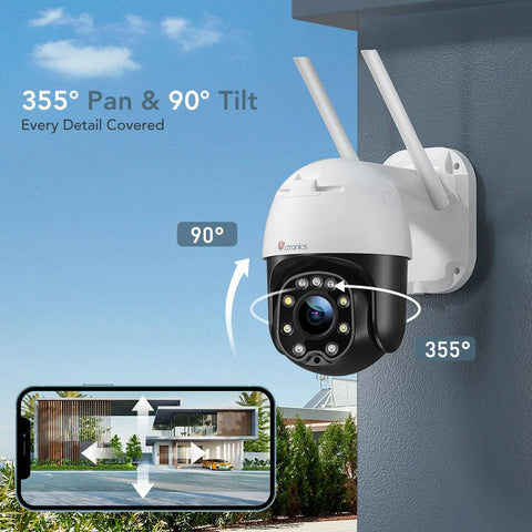 Ctronics 5MP Smart PTZ WiFi Outdoor Camera With 5X Zoom & Human Detection & Auto Tracking - uk.ctronics