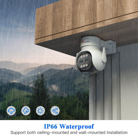 Dual Lens Security Camera Outdoor WiFi with 6X Hybrid Zoom PTZ Camera IP Surveillance 360° View - uk.ctronics