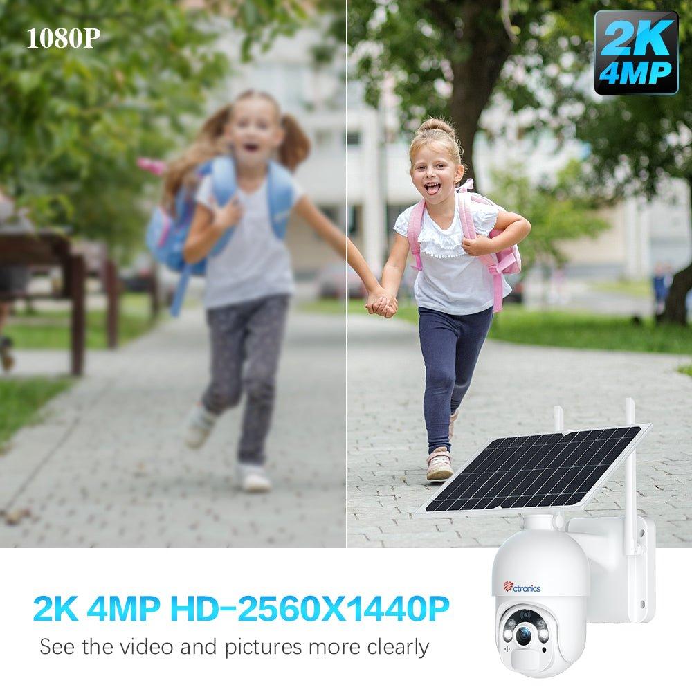 2K 4MP Ctronics Solar WiFi Surveillance Camera Outdoor Wireless PTZ IP Camera on 10000mAh Batteries Color Night Vision - uk.ctronics