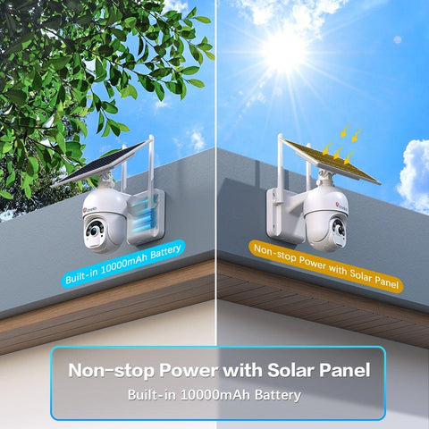 2K 4MP Ctronics Solar WiFi Surveillance Camera Outdoor Wireless PTZ IP Camera on 10000mAh Batteries Color Night Vision - uk.ctronics