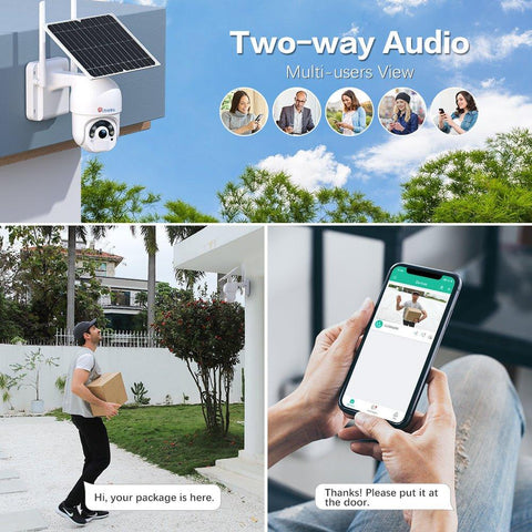 2K 4MP Ctronics Solar WiFi Surveillance Camera Outdoor Wireless PTZ IP Camera on 10000mAh Batteries Color Night Vision - uk.ctronics