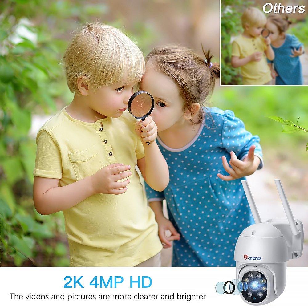 2K 4MP Wireless Security Camera with Human Detection and Auto Tracking-30m Color Night Vision - uk.ctronics