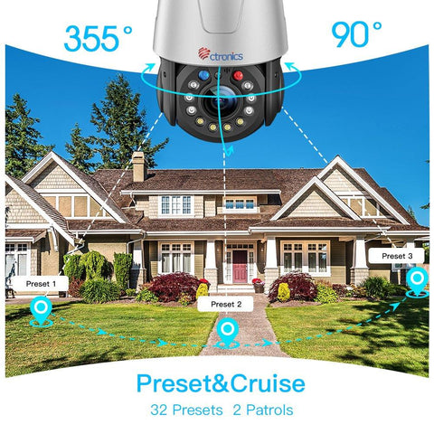 30X Optical Zoom 5MP WiFi PTZ Surveillance Camera with  Audible  Light Alarm and 50m Color Night Vision - uk.ctronics