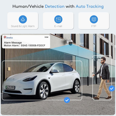 4K 8MP Security Camera Outdoor Ctronics PTZ WiFi  Surveillance Camera with Intelligent Human /Vehicle Detection for Home Security - uk.ctronics