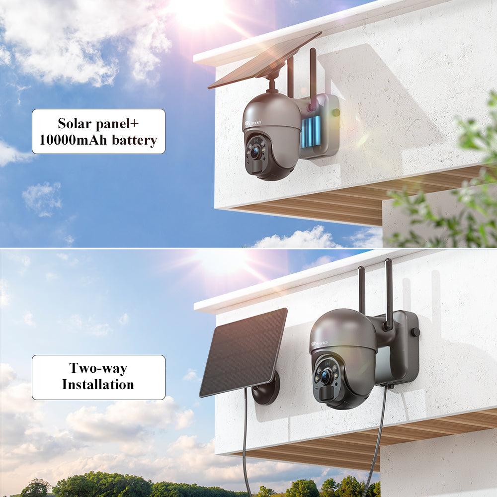 Ctronics 2K 4MP Security Cameras Wireless Outdoor WiFi Solar 10000mAh Battery Powered - uk.ctronics