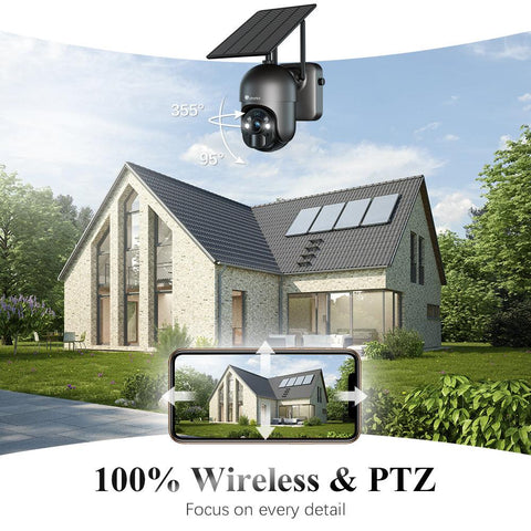 Ctronics 2K 4MP Security Cameras Wireless Outdoor WiFi Solar 10000mAh Battery Powered - uk.ctronics