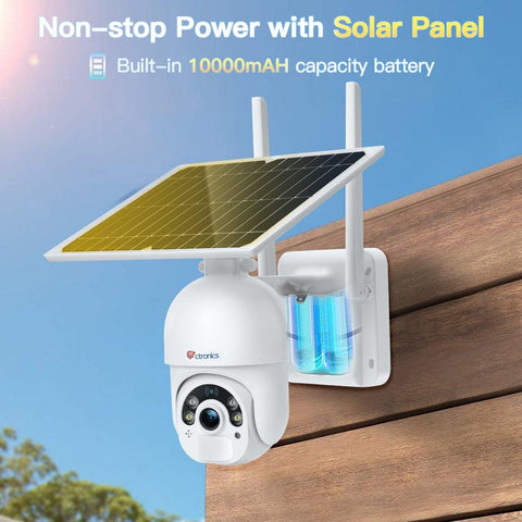 Ctronics 3G/4G LTE Solar Surveillance Camera on 14400mAh Battery, 4G Outdoor Wireless Camera SIM Card - uk.ctronics